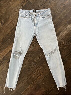 Just Black Light Blue Distressed High-Rise Stretch Denim Jeans Size 30 USA Made